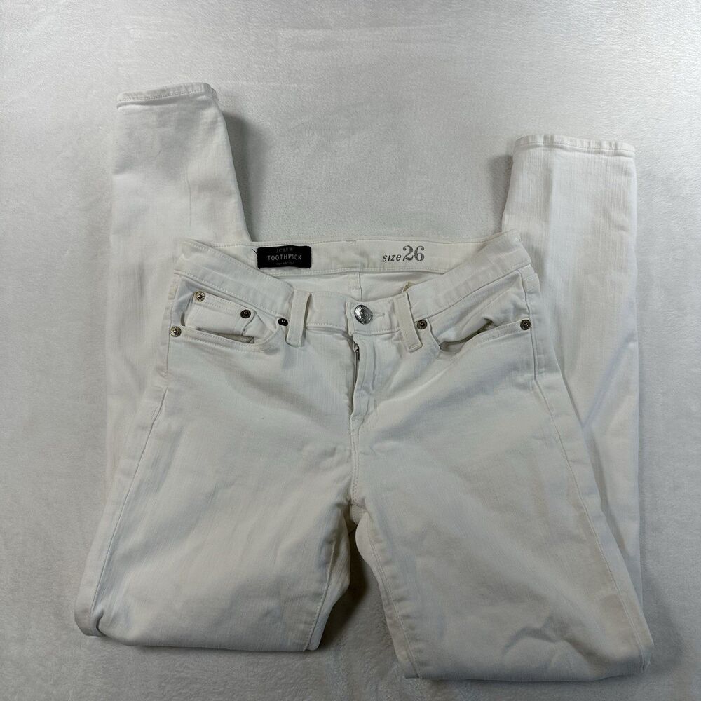 Crew Toothpick Jeans Womens 26 White Skinny Stretch Low Rise